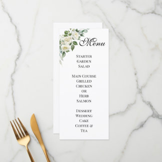 Personalized Ivory Blossom Wedding Menu