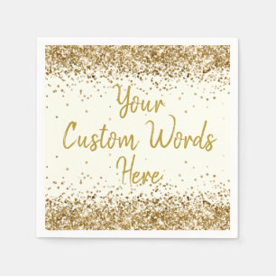 Personalized Ivory Gold Birthday Party Anniversary Napkins