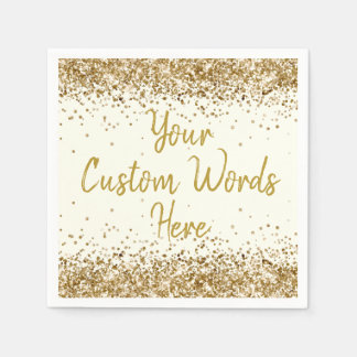 Personalized Ivory Gold Birthday Party Anniversary Napkins