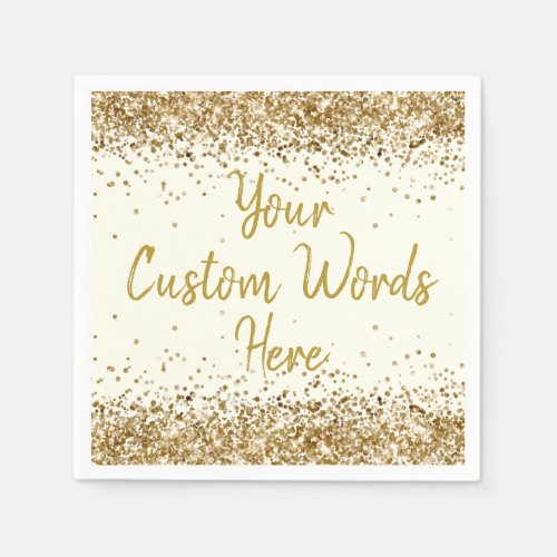 Personalized Ivory Gold Birthday Party Anniversary Napkins