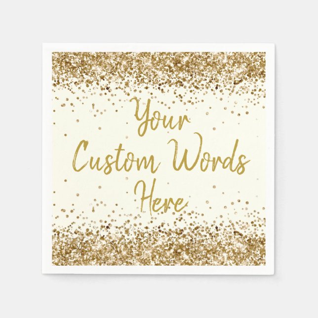Personalized Ivory Gold Birthday Party Anniversary Napkins (Front)