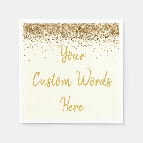 Personalized Ivory Gold Birthday Party Anniversary Napkins
