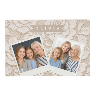 Personalized Ivory Lace Bridal Elegant Vintage Placemat