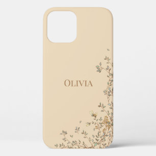 Personalized Ivory Modern Simple Greenery iPhone 12 Pro Case
