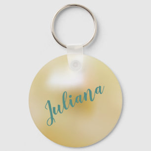 Personalized Ivory White Pearl Keychain