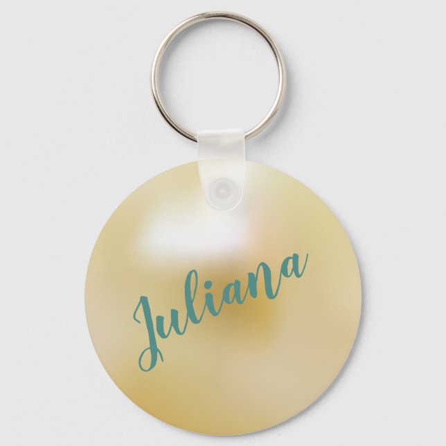 Personalized Ivory White Pearl Keychain (Front)