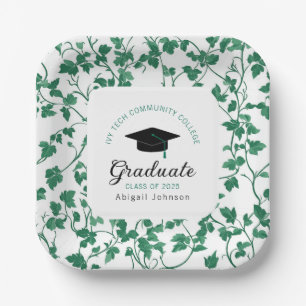 Personalized Ivy Botanical Graduation Paper Plates