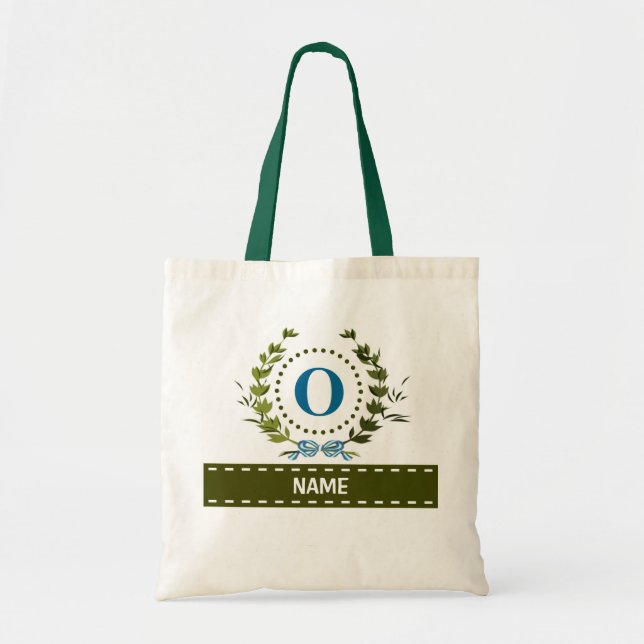 Personalized Ivy Wreath Wedding Date Monogram O Tote Bag (Front)