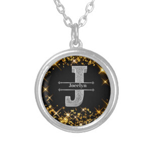 Personalized J Initial Silver Monogram Your Name Plated Necklace