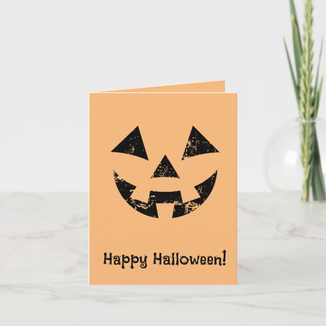 Personalized Jack-o-lantern pumpkin face Halloween Note Card (Front)