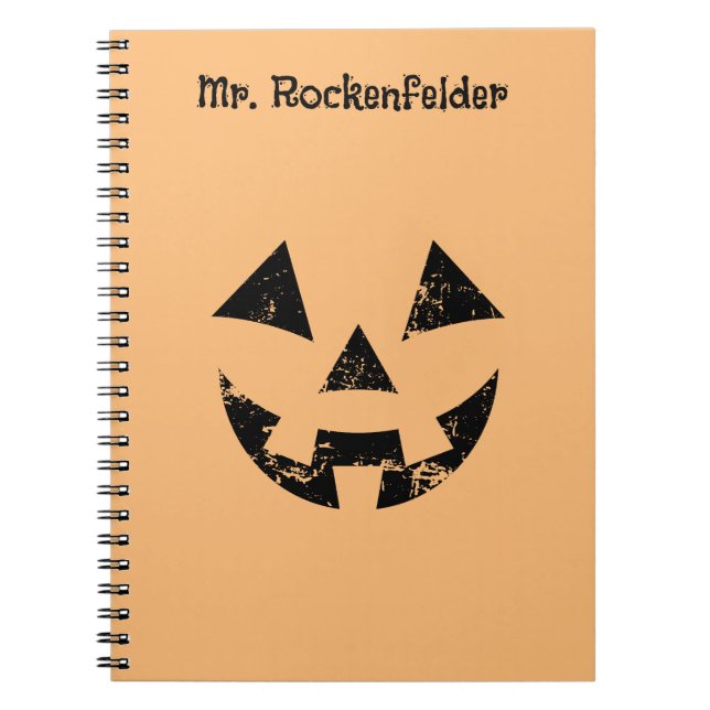 Personalized Jack-o-lantern pumpkin face Halloween Notebook (Front)