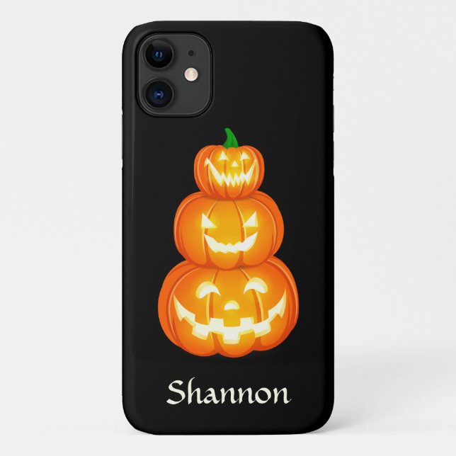 Personalized Jack-o-lantern trio Halloween Case-Mate iPhone Case (Back)
