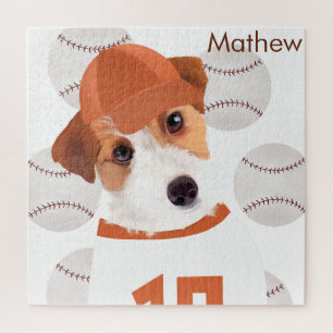 Personalized Jack Russell Dog Baseball Jersey Jigsaw Puzzle