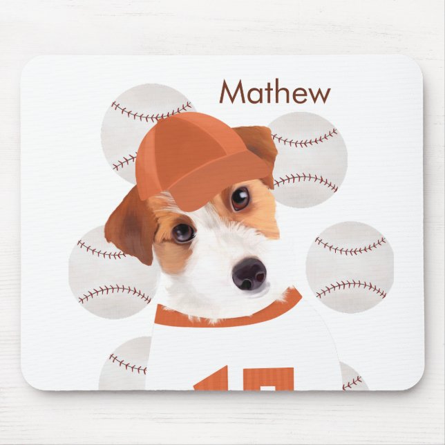 Personalized Jack Russell Dog Baseball Jersey  Mouse Pad (Front)
