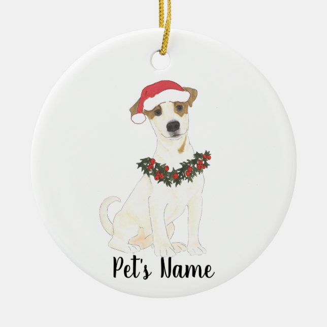 Personalized Jack Russell Terrier Christmas Ceramic Ornament (Front)