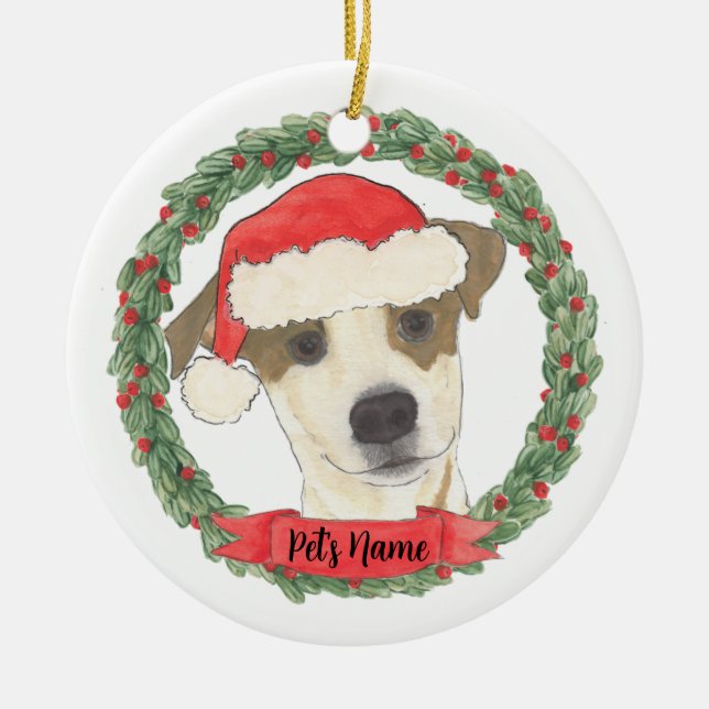 Personalized Jack Russell Terrier Christmas Ceramic Ornament (Front)