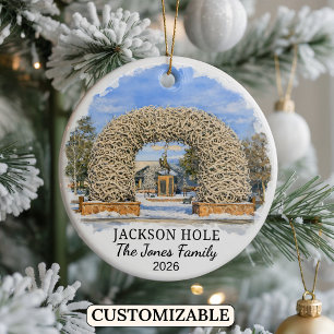 Personalized Jackson Hole Mountain Resort, Wyoming Ceramic Ornament