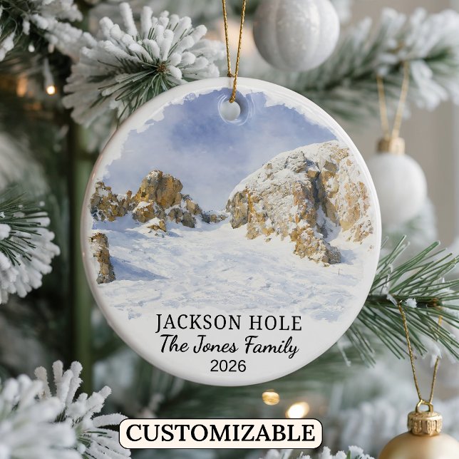 Personalized Jackson Hole Mountain Resort, Wyoming Ceramic Ornament (Creator Uploaded)