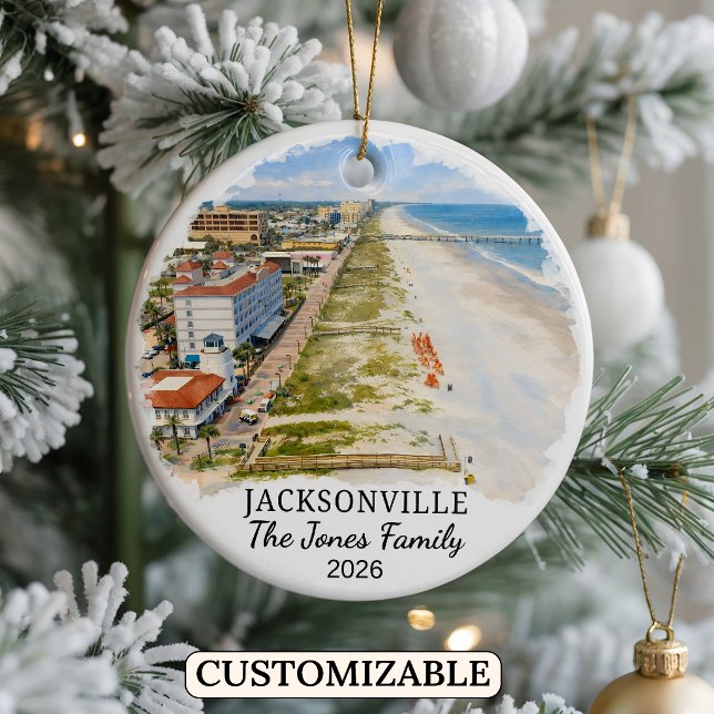 Personalized Jacksonville Ornament, Custom Florida Ceramic Ornament (Creator Uploaded)