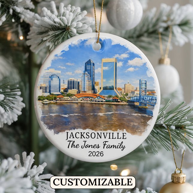 Personalized Jacksonville Ornament, Custom Florida Ceramic Ornament (Creator Uploaded)