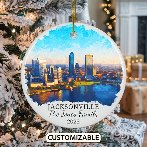 Personalized Jacksonville Ornament, Florida State Ceramic Ornament