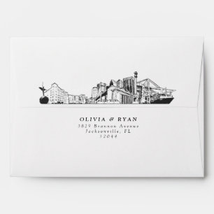 Personalized Jacksonville Skyline Sketch Envelope