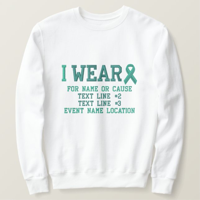 Personalized Jade Ribbon Awareness Embroidery Embroidered Sweatshirt (Design Front)