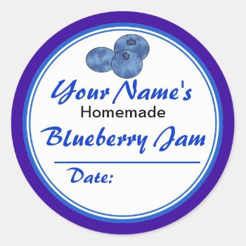 Personalized Jam Jar Labels Blueberry Jam Round by alinaspencil at Zazzle