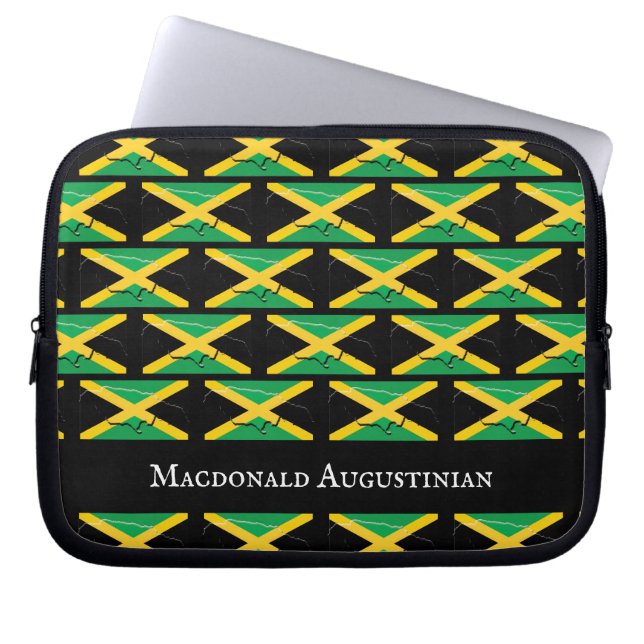 Personalized JAMAICA FLAG Laptop Sleeve (Front)