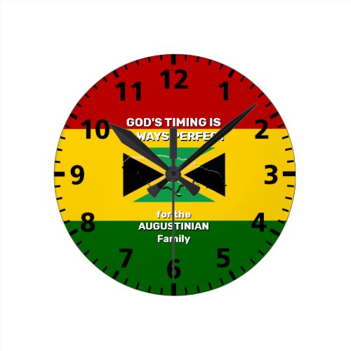 Personalized JAMAICA FLAG MAP Rasta Colors Round Clock