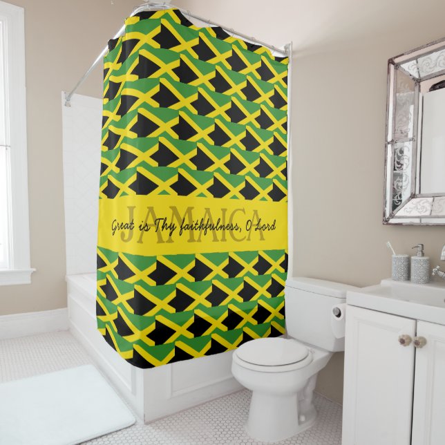 Personalized JAMAICA FLAG Shower Curtain (In Situ)