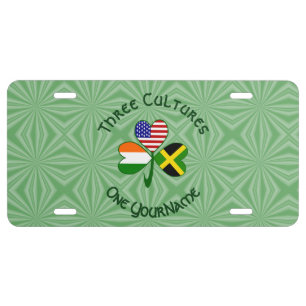 Personalized Jamaica Ireland USA Shamrock License Plate