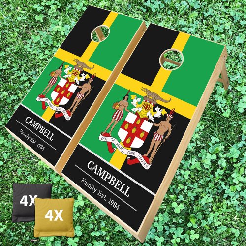 Personalized Jamaica  Jamaican Flag  Family fun Cornhole Set