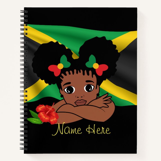 Personalized Jamaican Flag Girl Spiral Notebook (Front)