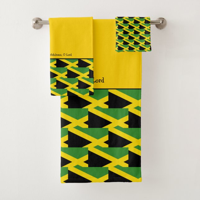 Personalized JAMAICAN FLAG Pattern Christian  Bath Towel Set (Insitu)