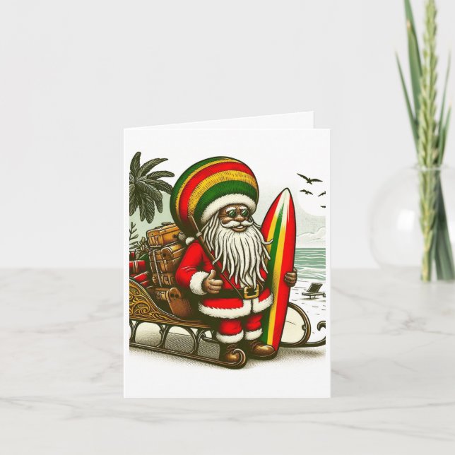 Personalized Jamaican Santa Christmas Card  (Front)