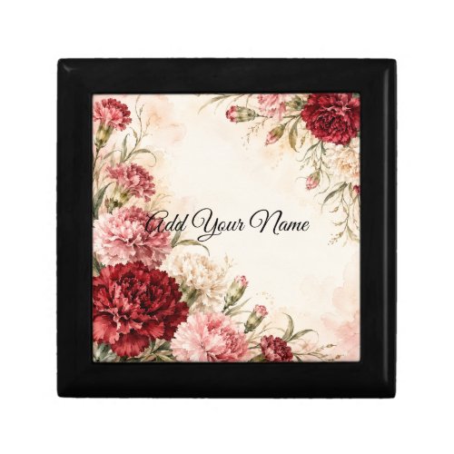 Personalized January Birth Flower Carnation Gift Box