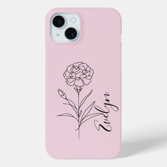 Personalized January Carnation Birth Flower  Case-Mate iPhone Case (Back)