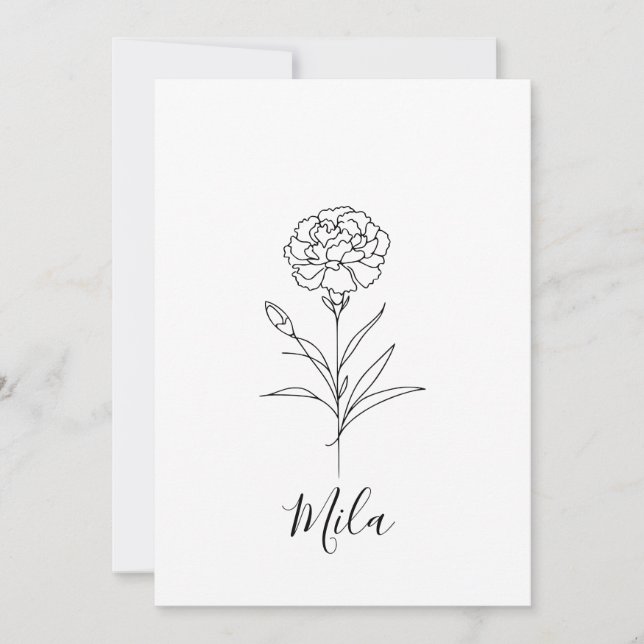 Personalized January Carnation Birth Flower  Invitation (Front)