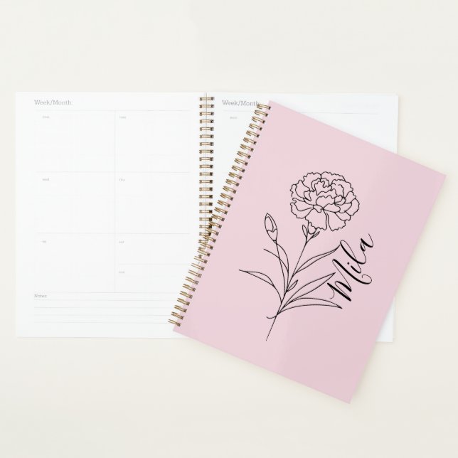 Personalized January Carnation Birth Flower  Planner (Display)