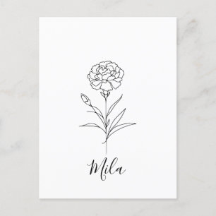 Personalized January Carnation Birth Flower Postcard