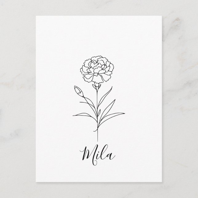 Personalized January Carnation Birth Flower  Postcard (Front)