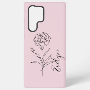 Personalized January Carnation Birth Flower Samsung Galaxy S22 Ultra Case