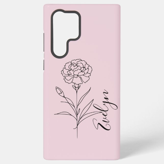 Personalized January Carnation Birth Flower  Samsung Galaxy Case (Back)