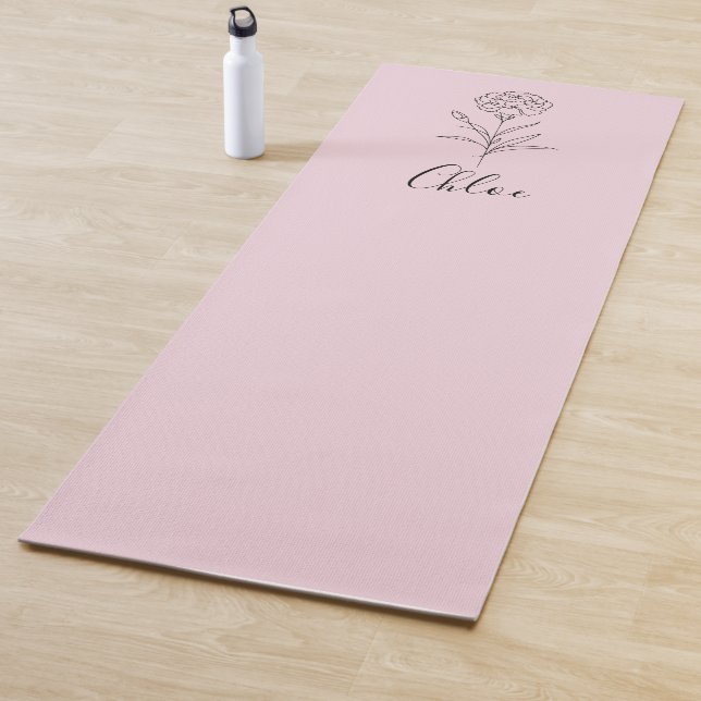 Personalized January Carnation Birth Flower  Yoga Mat (In Situ)
