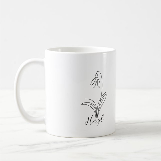 Personalized January snowdrop Birth Flower  Coffee Mug (Left)