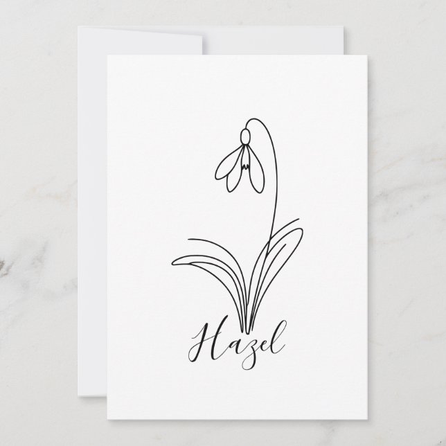 Personalized January snowdrop Birth Flower  Invitation (Front)