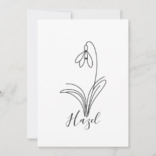 Personalized January snowdrop Birth Flower Invitation