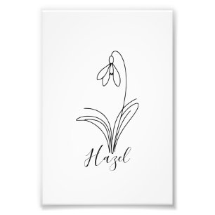 Personalized January snowdrop Birth Flower Photo Print