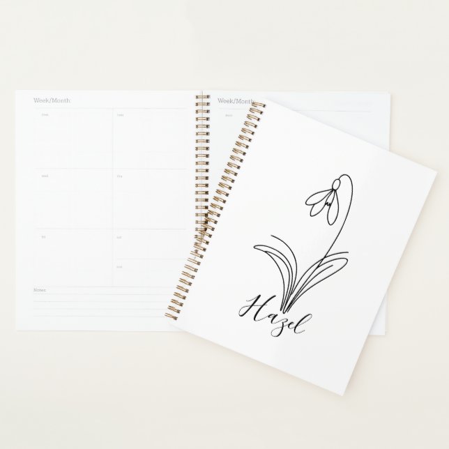 Personalized January snowdrop Birth Flower  Planner (Display)